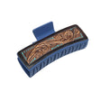 Dark Blue Tooled Large Hair Clip