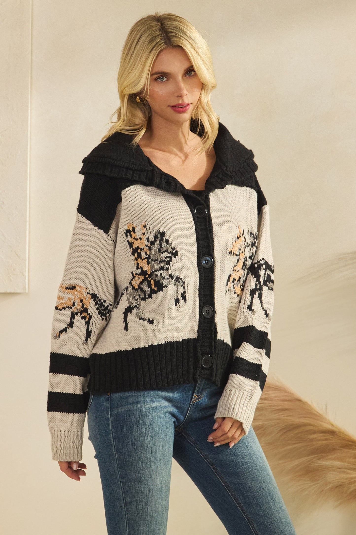 Button Up Horse Cardi